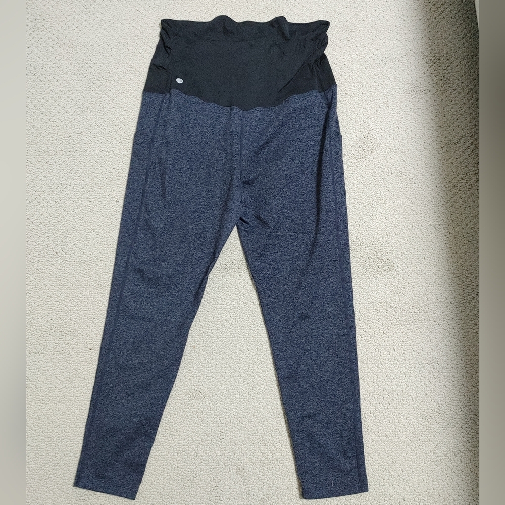 Zella Maternity 7/8 Black and Blue Marled Leggings - Picture 3 of 6